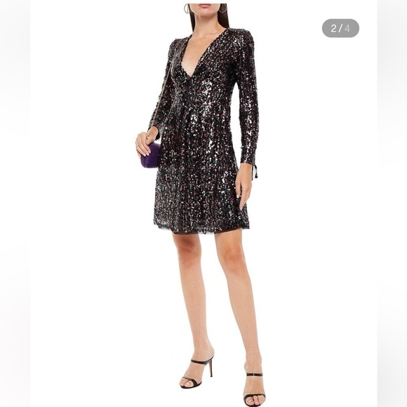 New Antik Batik Lazer Lace-up Sequin Tulle Mini Dress SZ 6 - Picture 6 of 16